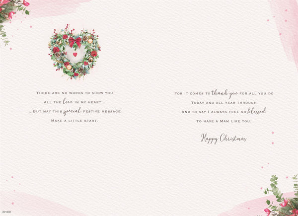 Mam Christmas card- festive flowers