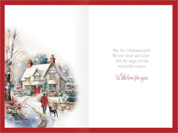 Husband Christmas card- winter dog walk