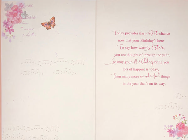 Sister birthday card - flowers