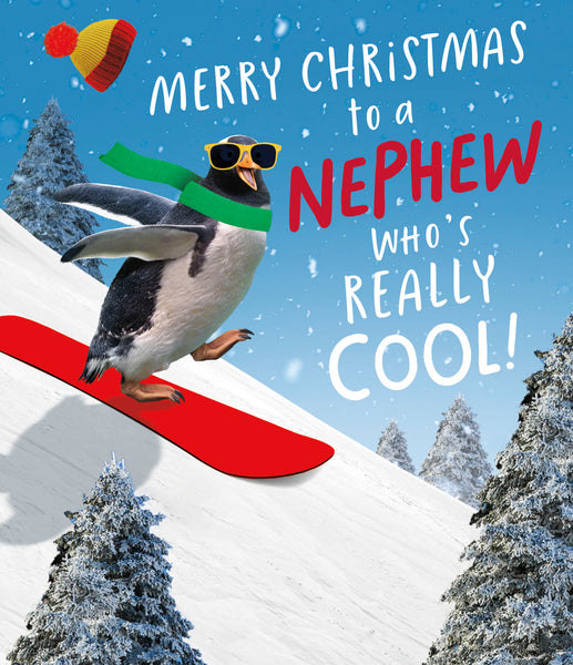 Nephew Christmas card - cool penguin