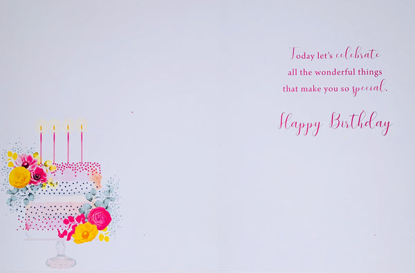 Sister birthday card - cake and flowers