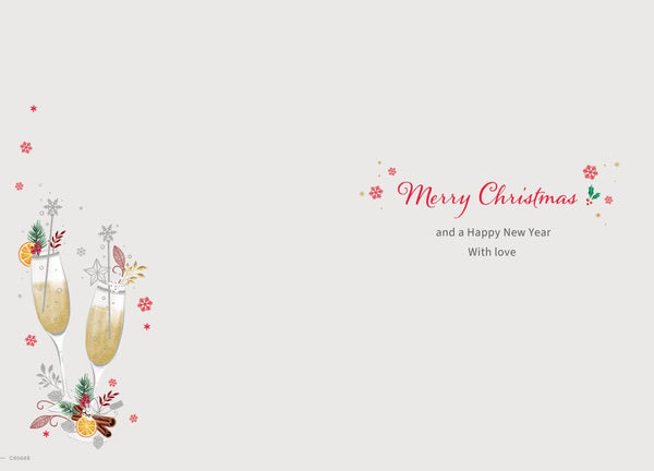 Daughter and Fiancé Christmas card - festive celebrations