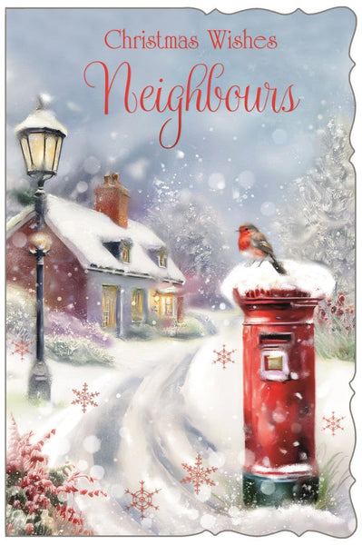 Neighbours Christmas card - postbox and robin