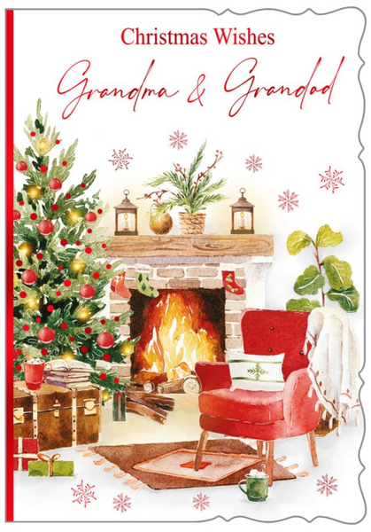 Grandma and Grandad Christmas card - festive fireside
