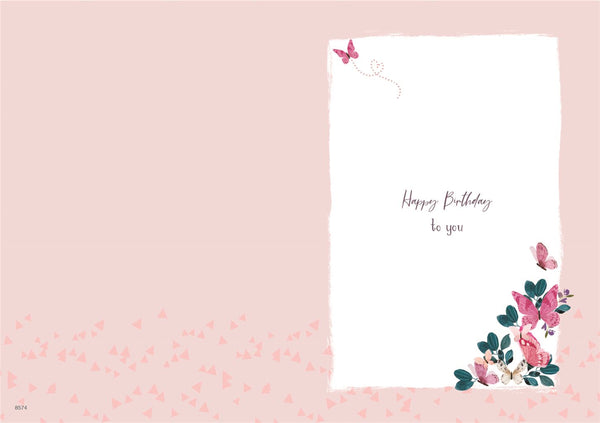 Auntie birthday card - cake and butterflies