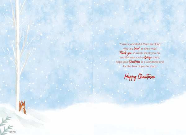 Mum and Dad Christmas card- Xmas foxes