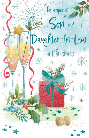 Son and Daughter-in-law Christmas card - festive celebrations