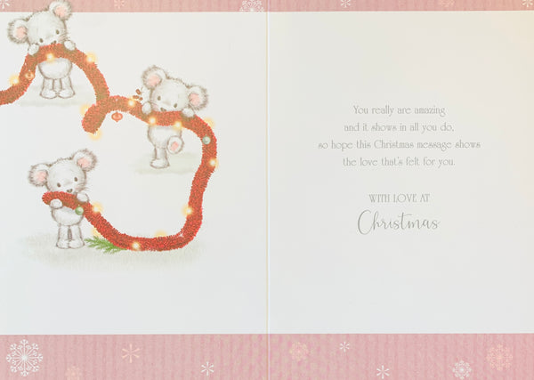 Goddaughter Christmas card - cute mouse