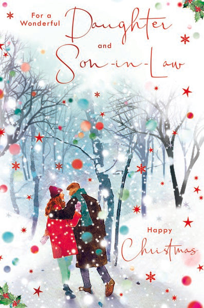 Daughter and Son-in-law Christmas card - romantic winter walk
