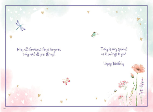 Sister birthday card - floral meadow