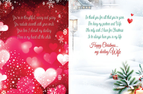 Wife Christmas card- sentimental verse
