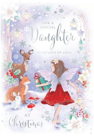 Daughter Christmas card - festive bear