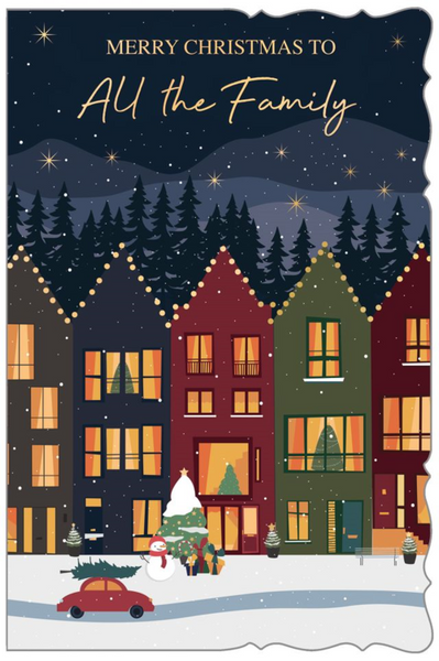 To all the family Christmas card- festive town