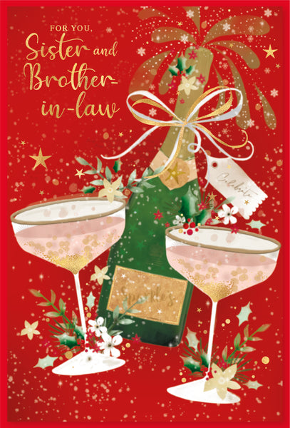 Sister and Brother in law Christmas card - Xmas bubbly