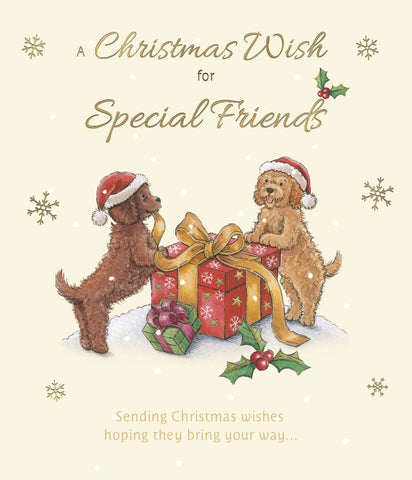 Special friends Christmas card - festive dogs