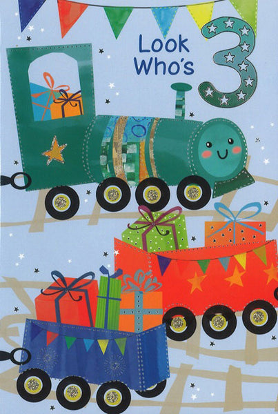 Age 3 birthday card - trains