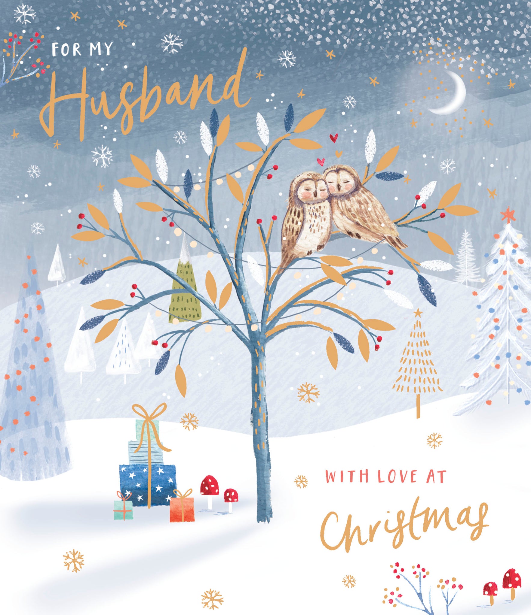 Husband Christmas card -beautiful winter woodland