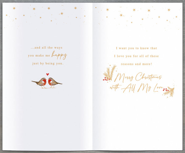 One I love Christmas card- Xmas tree and stockings