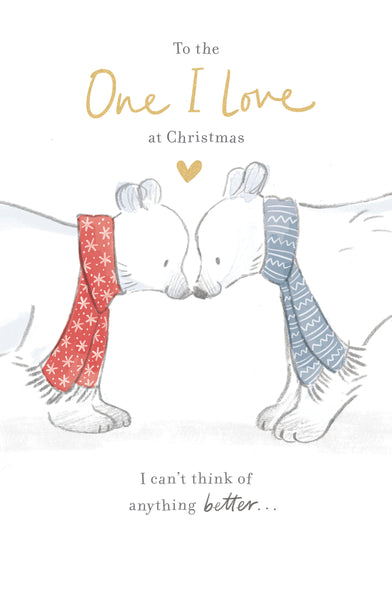 One I Love Christmas card - cute polar bear couple