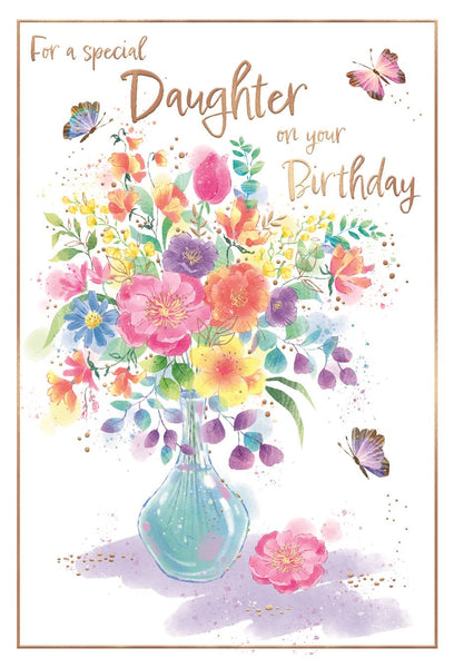 Daughter birthday card- beautiful flowers and sentimental verse