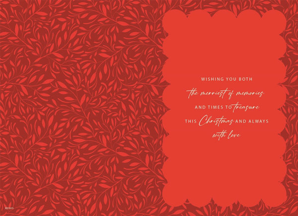 Mum and Dad Christmas card- reindeers and holly