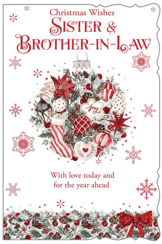 Sister and Brother-in-law Christmas card- floral bauble