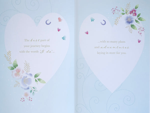 Special couple weddding day card - cake and celebration