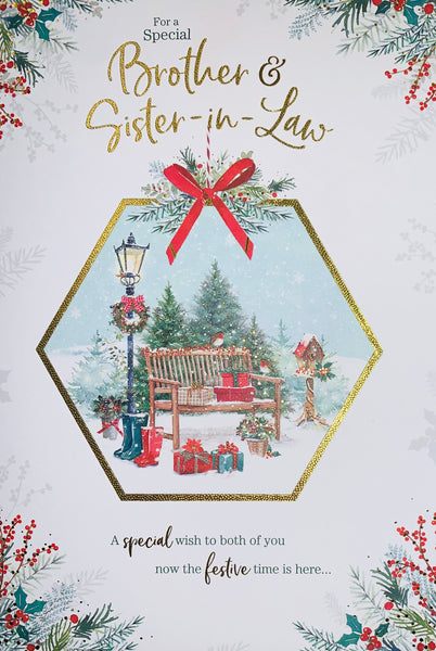 Brother and Sister in law Christmas card - festive scene