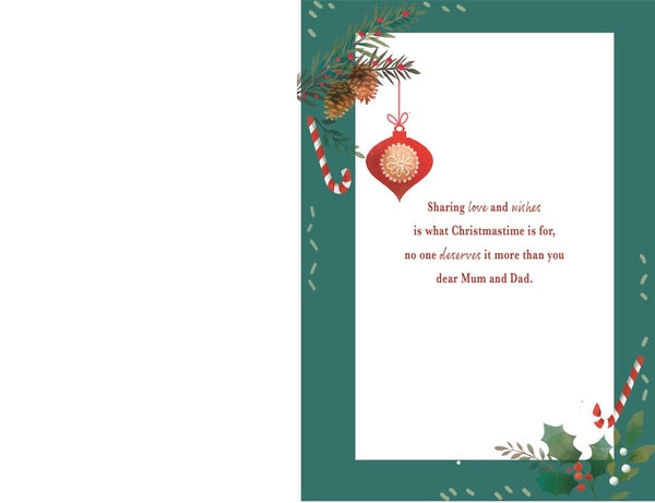 Mum and Dad Christmas card - large card