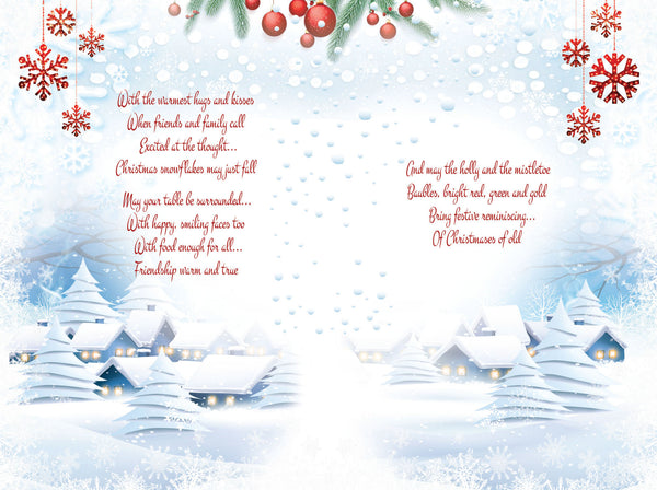 To All the family Christmas card - festive scene