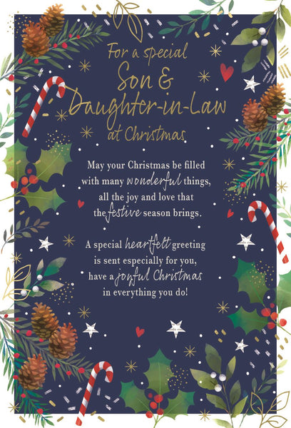 Son and Daughter in law Christmas card- sentimental verse