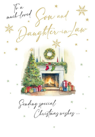 Son and Daughter in law Christmas card- festive home