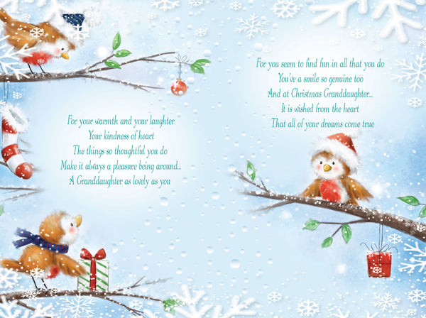 Granddaughter Christmas card- sentimental verse