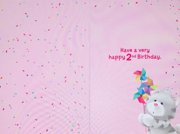 Age 2 birthday card - cute kitten