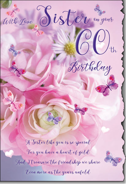 Sister 60th birthday card - beautiful verse