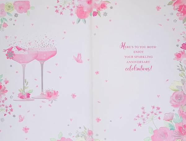 Your wedding anniversary card- champagne glasses