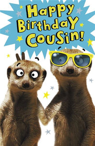 Cousin birthday card - funny meerkats
