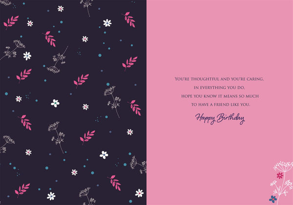 Friend birthday card for her- sparkling floral heart