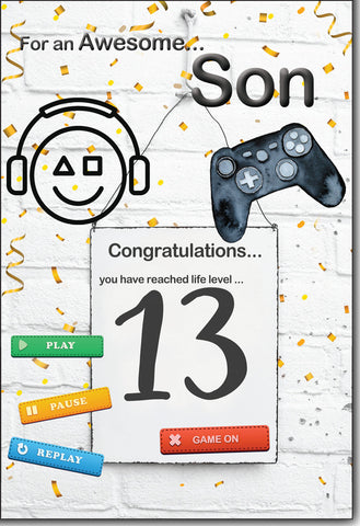Son 13th birthday card - gamer