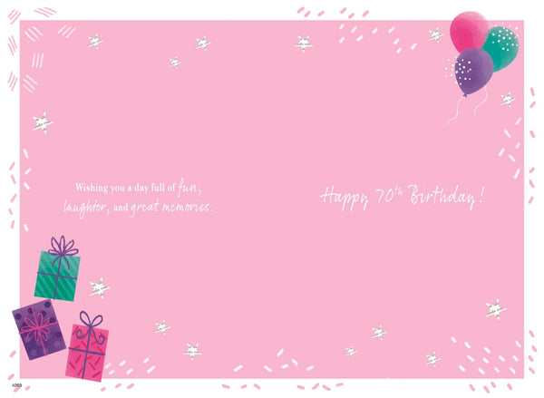 70th birthday card- stars and fireworks