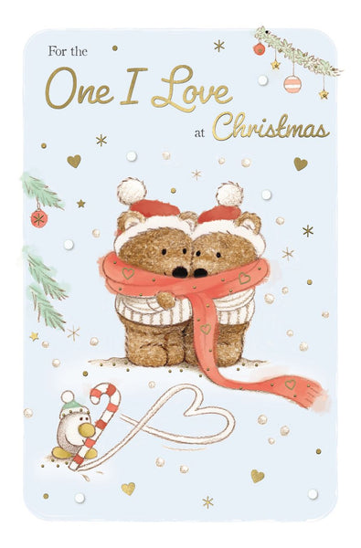 One i love Christmas card - Christmas bear couple