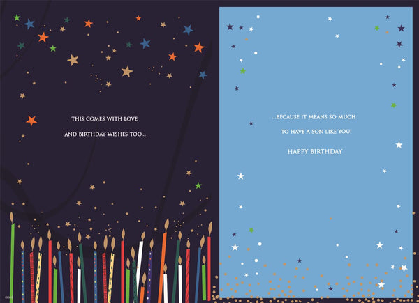 Son birthday card - sparkling candles