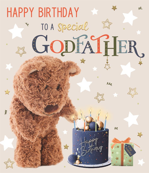Godfather birthday card cute Barley bear