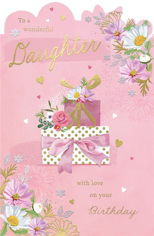 Daughter birthday card - flowers - large card