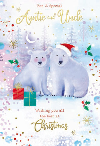 Auntie and Uncle Christmas card- cute polar bears
