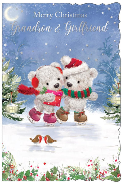 Grandson and Girlfriend Christmas card - cute bears