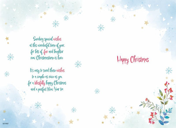 Niece and partner Christmas card - winter woodland