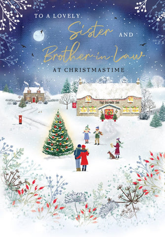 Sister and Brother-in-law Christmas card- festive scene