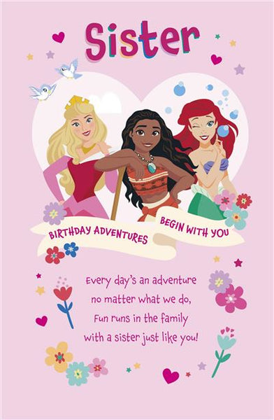 Sister birthday card - Disney Princess