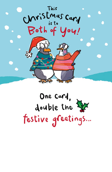 Funny To both of you Christmas card - penguin couple